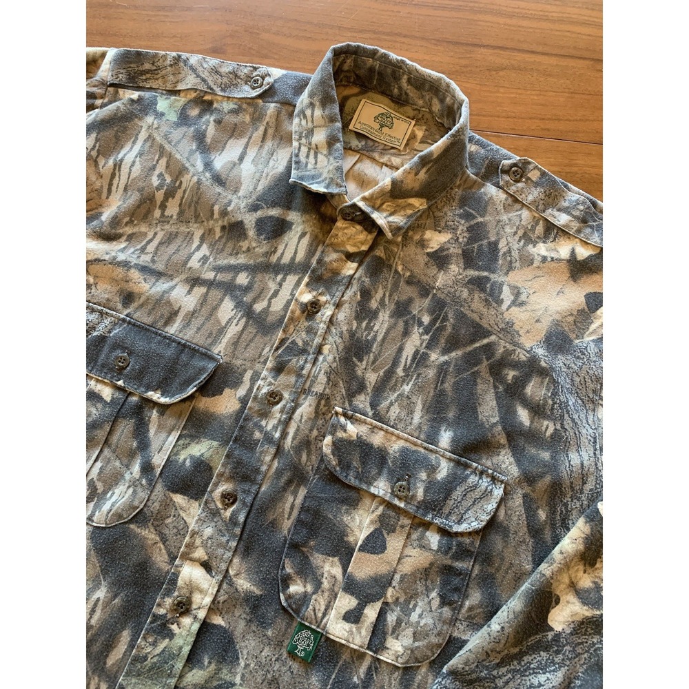 Vintage Mossy Oak Camo Shirt Mens 2XL Break-Up Button Up Made In USA Chamois